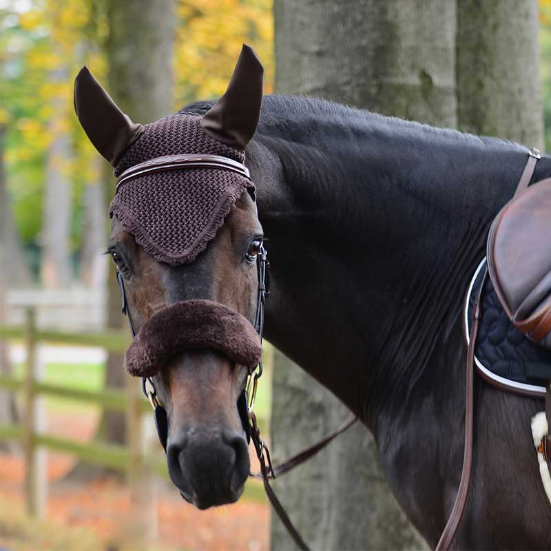 Noseband cover Sheepskin Brun