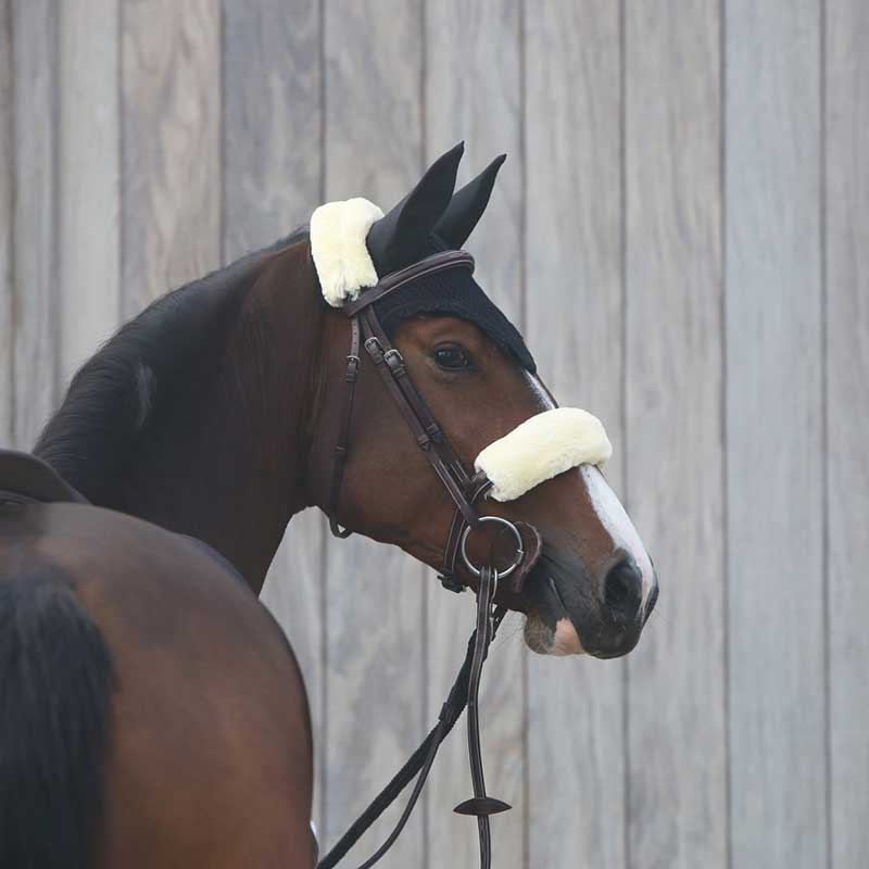 Noseband cover Sheepskin Natur