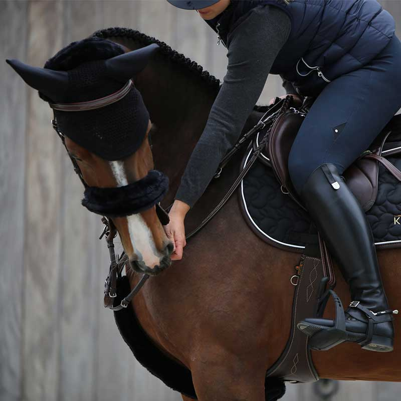 Noseband cover Sheepskin Svart