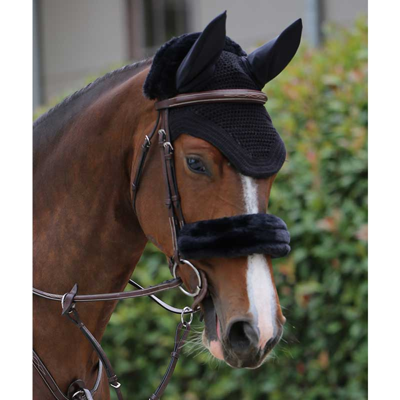 Noseband cover Sheepskin Svart