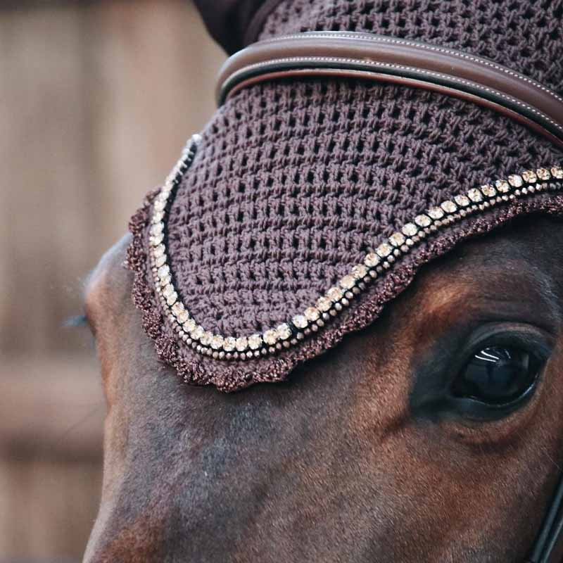 Ørehette Long Stone & Pearl Brun