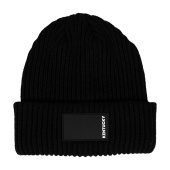 Lue Beanie Rubber Logo Svart Lue Beanie Rubber Logo Svart