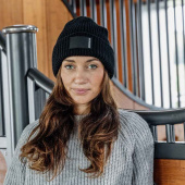 Lue Beanie Rubber Logo Svart Lue Beanie Rubber Logo Svart