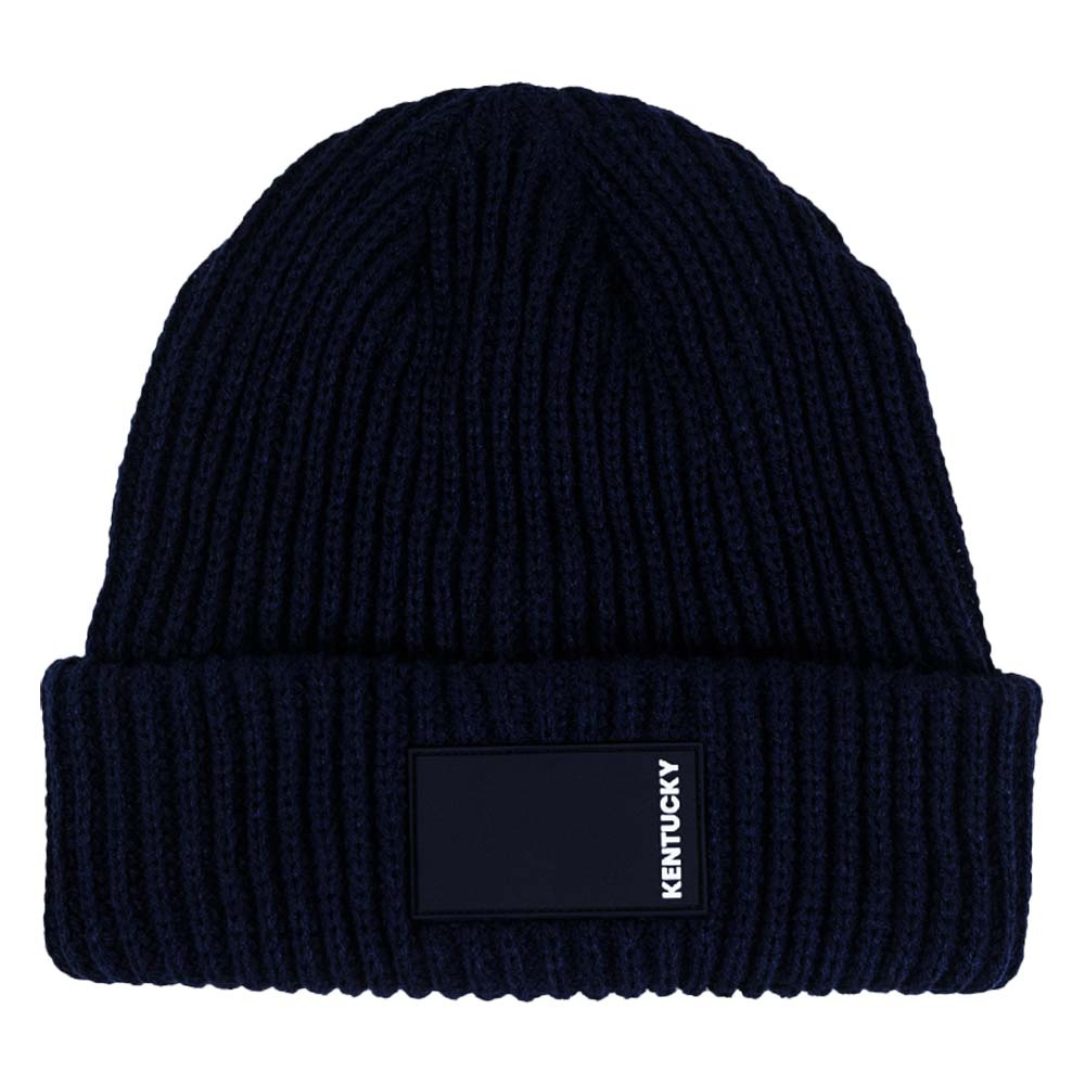 Lue Beanie Rubber Logo Marineblå