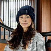 Lue Beanie Rubber Logo Marineblå Lue Beanie Rubber Logo Marineblå