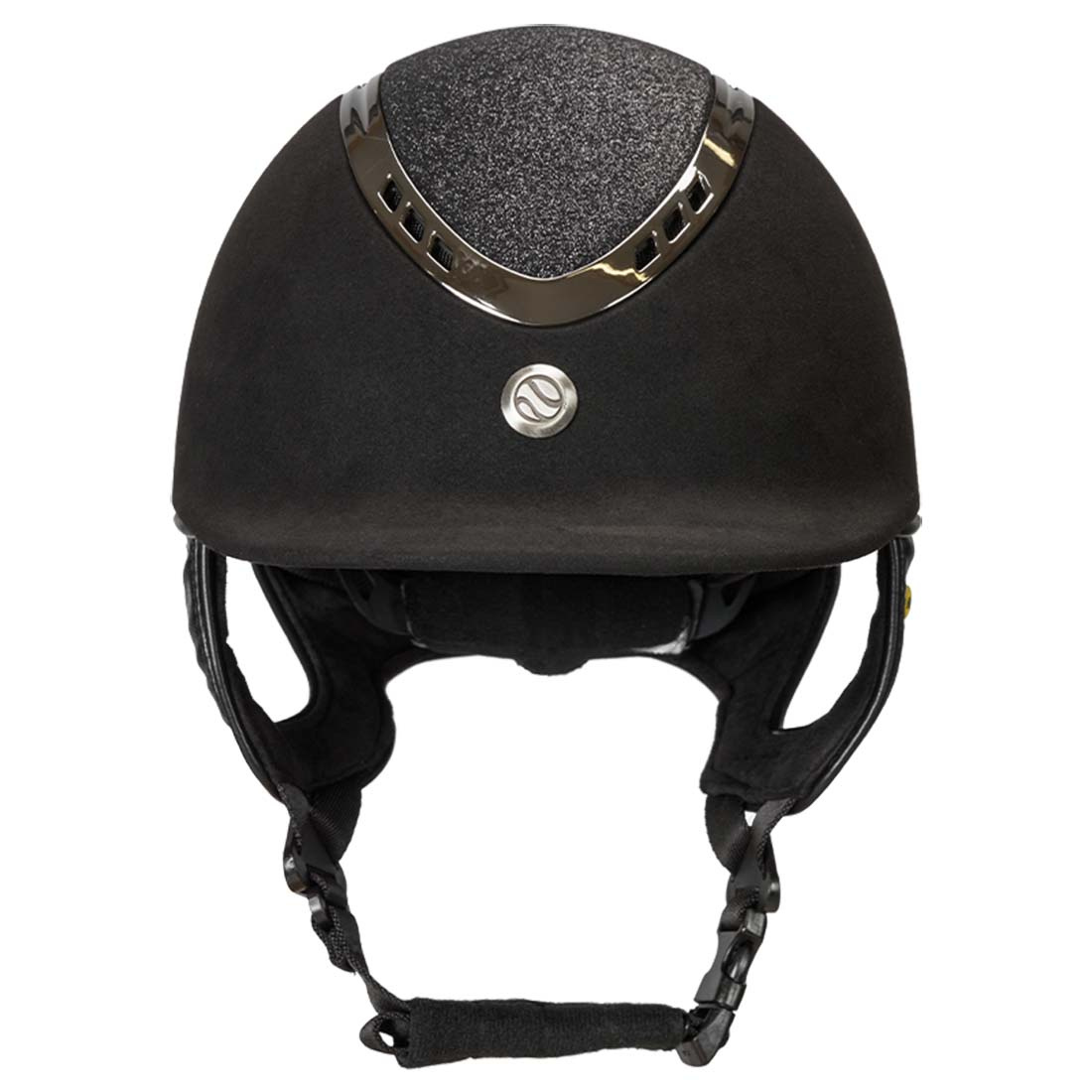 Ridehjelm EQ3 Pardus m. justeringshjul Microfiber Glitter Svart Sand