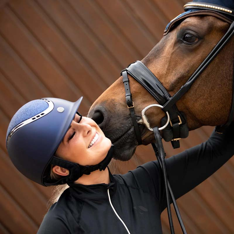 Ridehjelm EQ3 Pardus m. justeringshjul Smooth Top Glitter Marineblå Sand