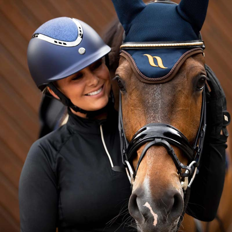 Ridehjelm EQ3 Pardus m. justeringshjul Smooth Top Glitter Marineblå Sand