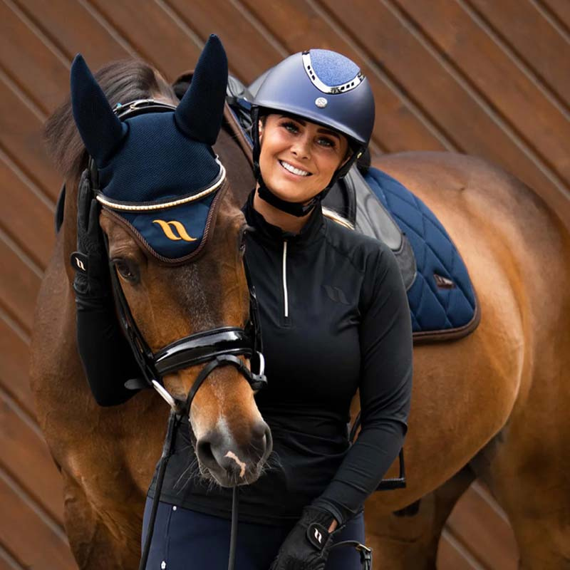 Ridehjelm EQ3 Pardus m. justeringshjul Smooth Top Glitter Marineblå Sand