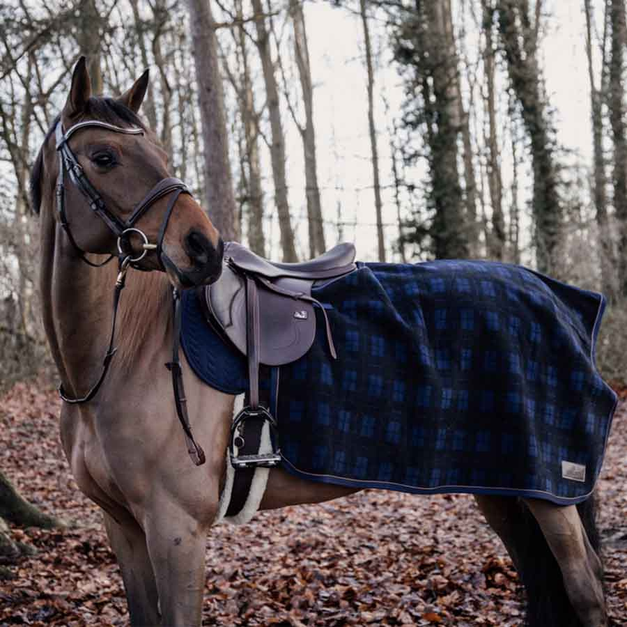 Lendedekken Heavy Fleece Check Printing Marineblå/Svart