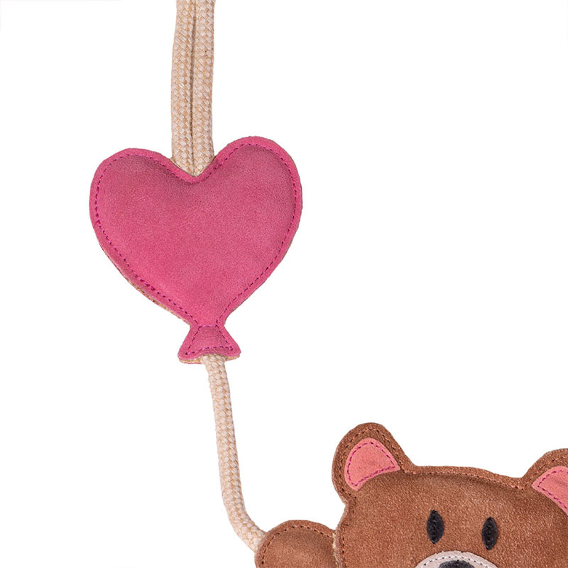 Hesteleke Valentine Bear semsket skinn Brun/Rosa