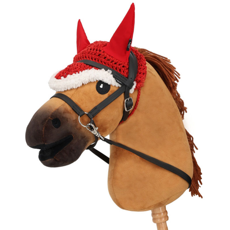 Ørehette til kjepphest Christmas Rød/Hvit