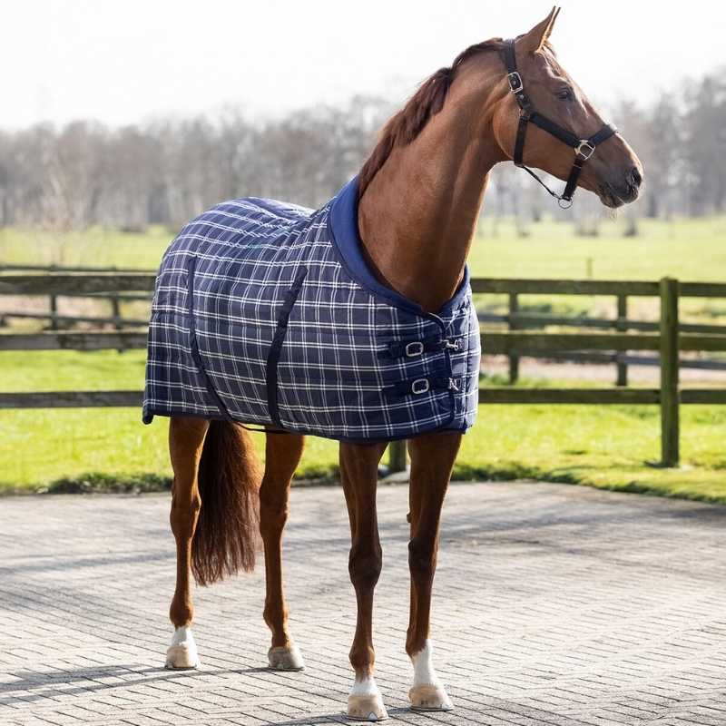 Stalldekken Luxury Check 300g 1200D Marineblå