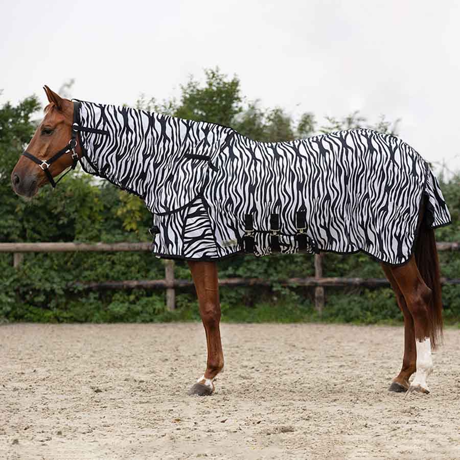 Fluedekken med avtagbar hals og hette Zebra Svart/Hvit