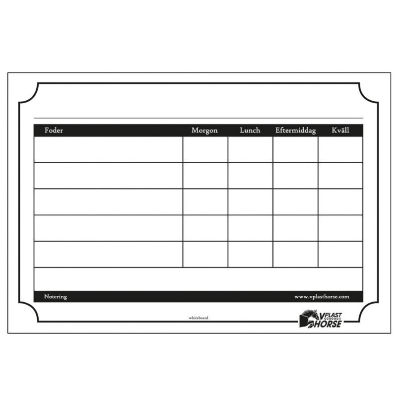 Fôrplan-tavle 20x29cm Hvit