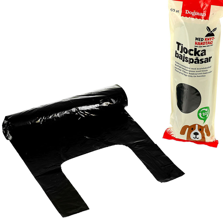 Hundeposer med Håndtak 60stk Svart