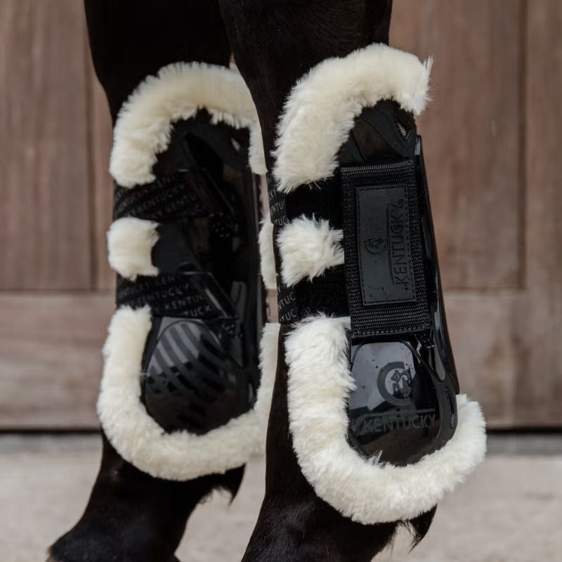 Senebeskyttere Vegan Sheepskin Velcro Svart