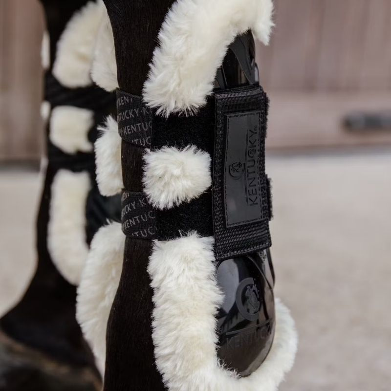 Senebeskyttere Vegan Sheepskin Velcro Svart