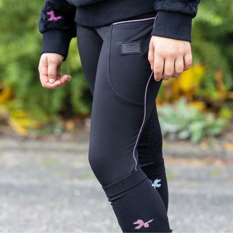 Vinterridetights Barn/Junior Isalyn Full Grip Svart