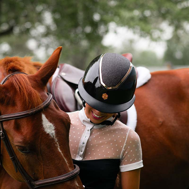 Ridehjelm Kylo Gloss Glitter Solskjerm Svart/Roségull