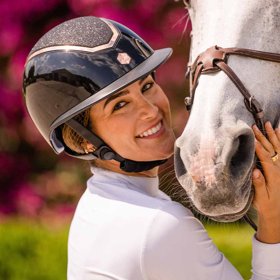 Ridehjelm Kylo Gloss Glitter Solskjerm Svart/Roségull