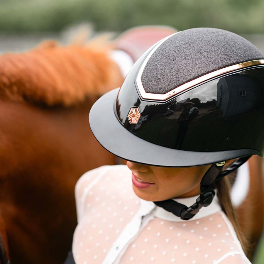 Ridehjelm MIPS Kylo Gloss Glitter Solskjerm Svart/Roségull