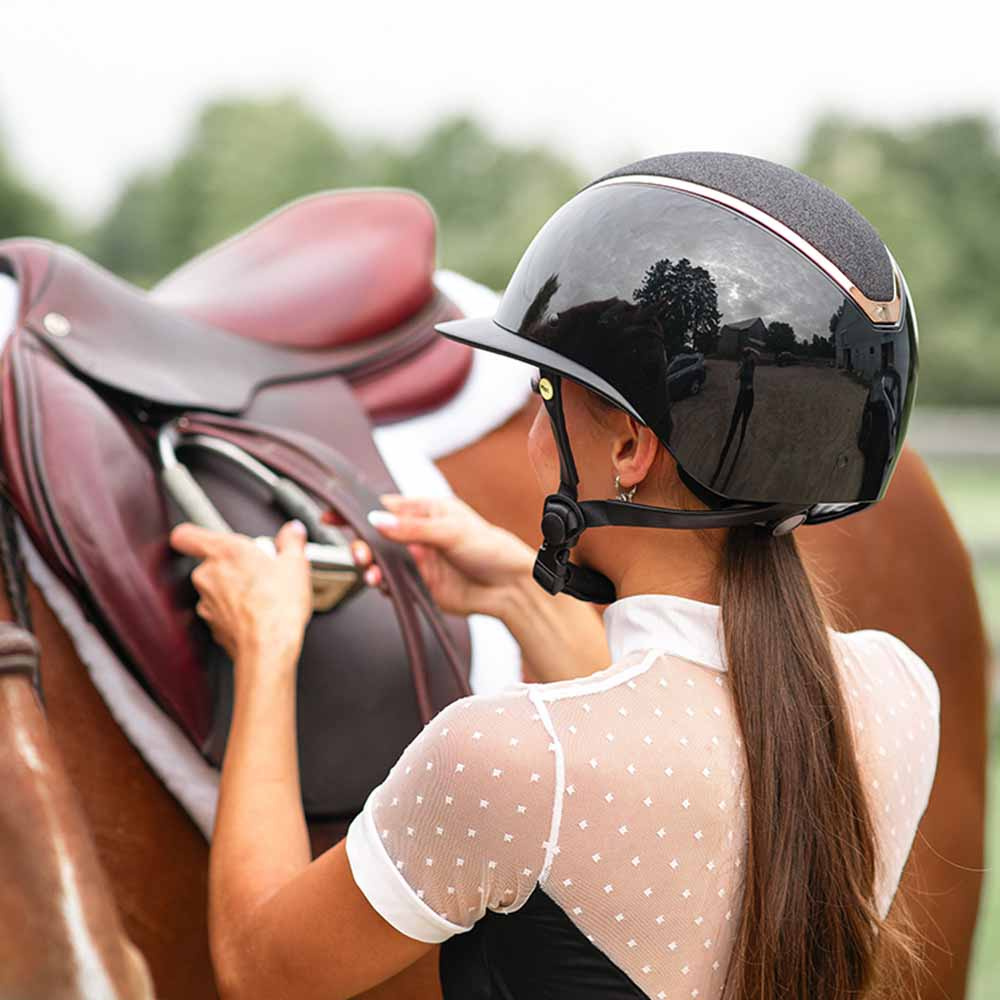 Ridehjelm MIPS Kylo Gloss Glitter Solskjerm Svart/Roségull