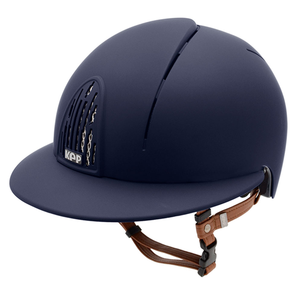 Ridehjelm Cromo Smart Polo Matt Beige Chinstrap Marineblå