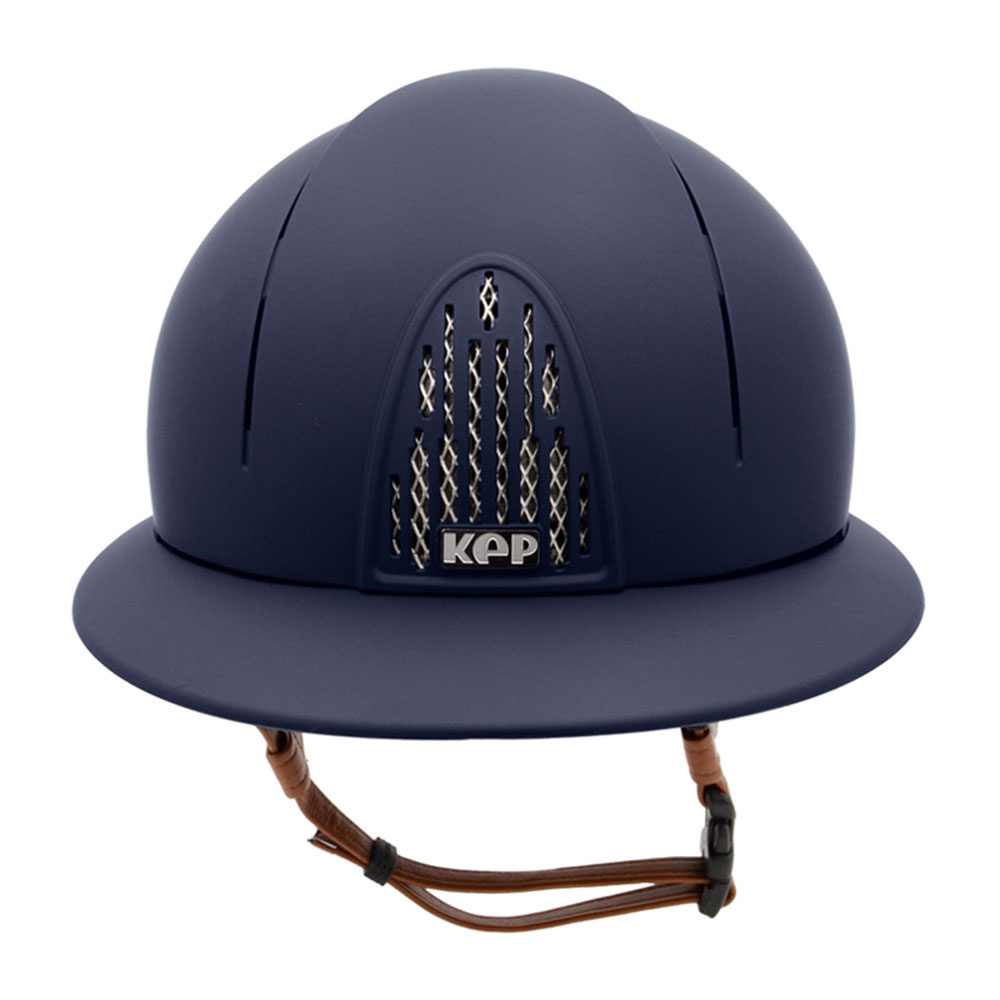 Ridehjelm Cromo Smart Polo Matt Beige Chinstrap Marineblå