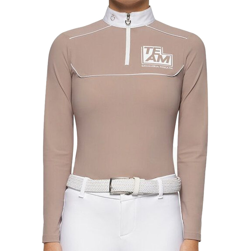 Konkurransetopp Jr Team Daytona Jersey Zip Polo Beige