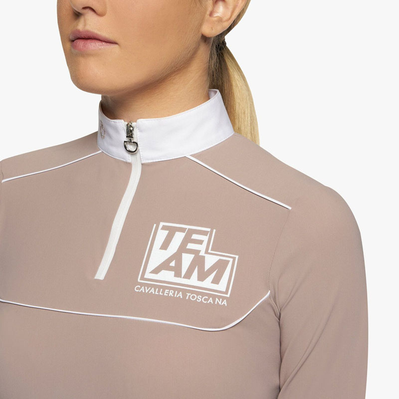 Konkurransetopp Jr Team Daytona Jersey Zip Polo Beige