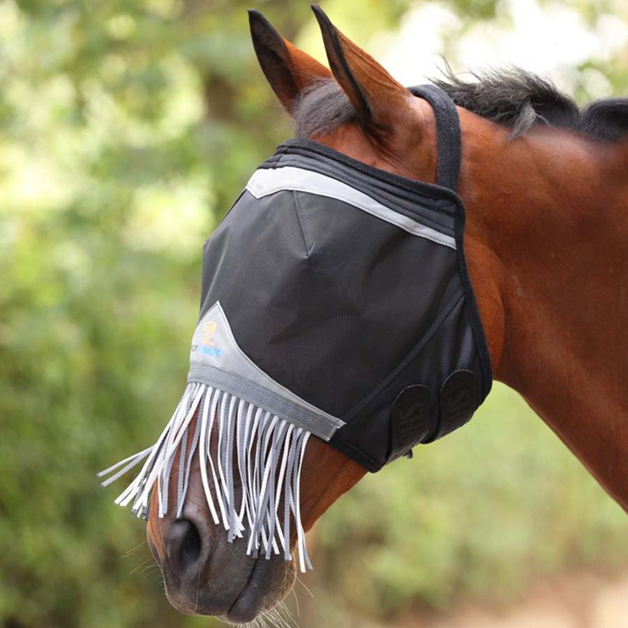 Fluemaske Fine Mesh without Ears with Nose Fringe Svart