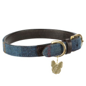 Hundehalsbånd Tweed/Lær Marineblå Hundehalsbånd Tweed/Lær Marineblå