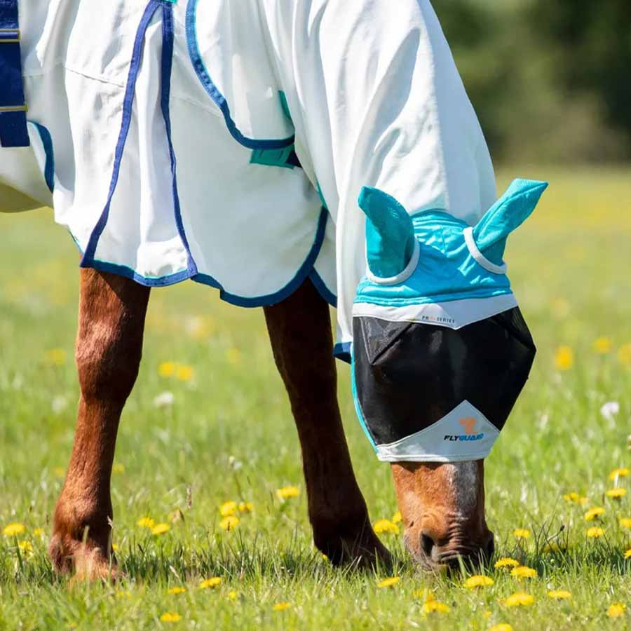 Fluemaske Fine Mesh med ører Teal/Grå
