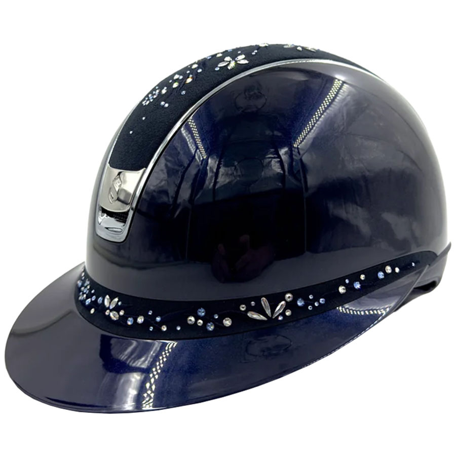 Ridehjelm Miss Shield 2.0 Glossy Flower Swarovski Jewelry Chrome Marineblå