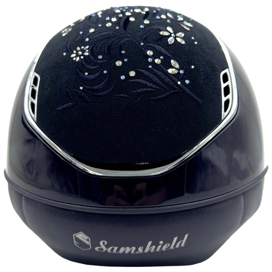Ridehjelm Miss Shield 2.0 Glossy Flower Swarovski Jewelry Chrome Marineblå