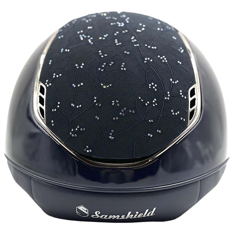 Ridehjelm Miss Shield 2.0 Glossy Black Chrome Crystal Leaf Marineblå