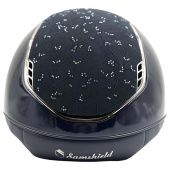 Ridehjelm Miss Shield 2.0 Glossy Black Chrome Crystal Leaf Marineblå Ridehjelm Miss Shield 2.0 Glossy Black Chrome Crystal Leaf Marineblå