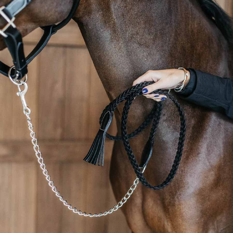 Leietau med kjede Plaited Leather WBD Svart